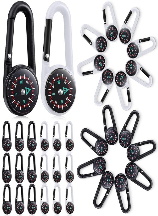 تودو سلسلة مفاتيح بوصلة من TOODOO مكونة من 32 قطعة، مثالية للأطفال في رحلات التخييم والمغامرات، مزودة بمشابك حزام صغيرة وفتحات، وسلسلة مفاتيح بمشبك معدني، وهدايا لحفلات التخييم في الهواء الطلق (أسود، أبيض). - Image 1