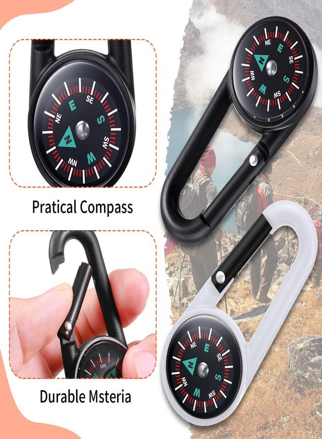 تودو سلسلة مفاتيح بوصلة من TOODOO مكونة من 32 قطعة، مثالية للأطفال في رحلات التخييم والمغامرات، مزودة بمشابك حزام صغيرة وفتحات، وسلسلة مفاتيح بمشبك معدني، وهدايا لحفلات التخييم في الهواء الطلق (أسود، أبيض). - Image 4