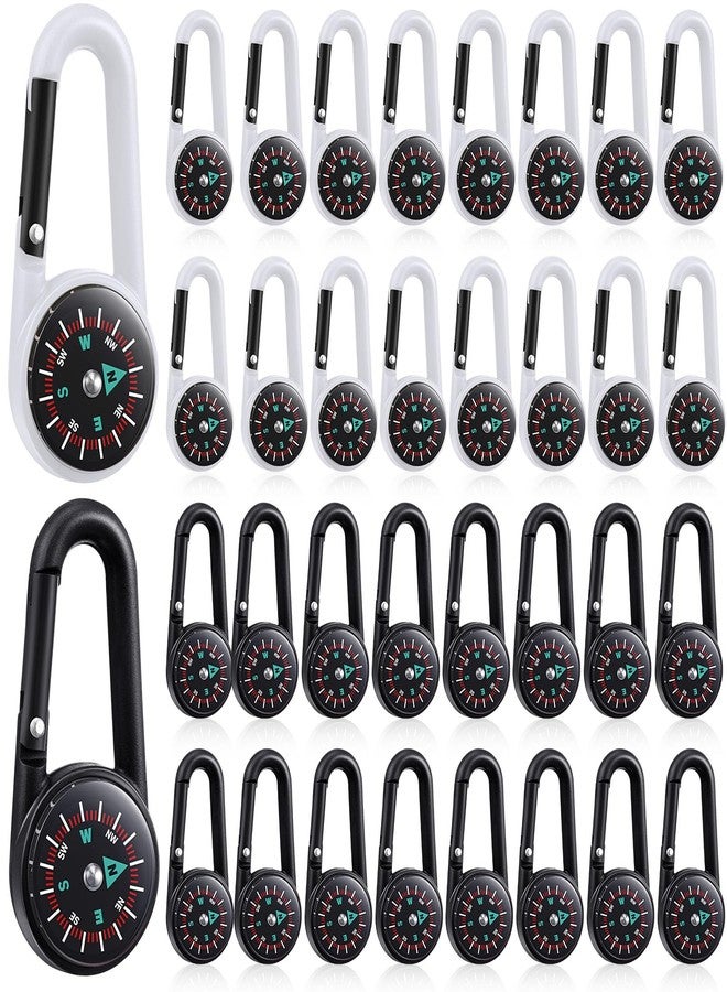 تودو سلسلة مفاتيح بوصلة من TOODOO مكونة من 32 قطعة، مثالية للأطفال في رحلات التخييم والمغامرات، مزودة بمشابك حزام صغيرة وفتحات، وسلسلة مفاتيح بمشبك معدني، وهدايا لحفلات التخييم في الهواء الطلق (أسود، أبيض). - Image 2