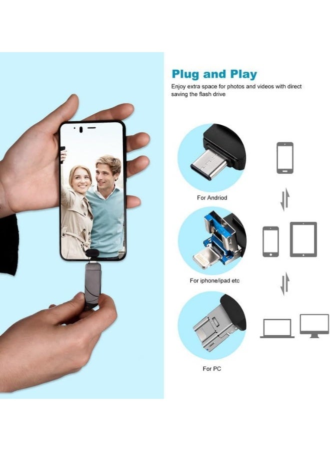 انسجام محرك أقراص فلاش USB بسعة 2 تيرابايت، بتقنية USB 3.0، محرك تخزين 3 في 1 متوافق مع الهواتف الذكية وأجهزة الكمبيوتر والأجهزة اللوحية، لتخزين الصور والفيديوهات والمستندات. - Image 3