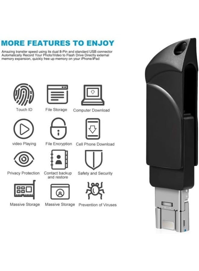 انسجام محرك أقراص فلاش USB بسعة 2 تيرابايت، بتقنية USB 3.0، محرك تخزين 3 في 1 متوافق مع الهواتف الذكية وأجهزة الكمبيوتر والأجهزة اللوحية، لتخزين الصور والفيديوهات والمستندات. - Image 2