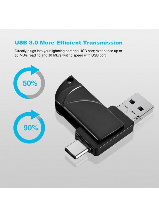انسجام محرك أقراص فلاش USB بسعة 2 تيرابايت، بتقنية USB 3.0، محرك تخزين 3 في 1 متوافق مع الهواتف الذكية وأجهزة الكمبيوتر والأجهزة اللوحية، لتخزين الصور والفيديوهات والمستندات. - Image 4