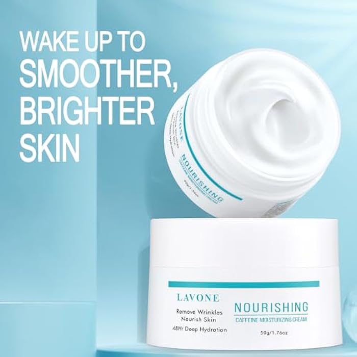 LAVONE Face Moisturizer Moisturizer Face Cream for Women and Men with Caffeine, Hyaluronic Acid, Vitamin E/C | Daily and Night Facial Moisturizer | For Dry, Oily, Sensitive, and Acne-Prone Skin - Image 3