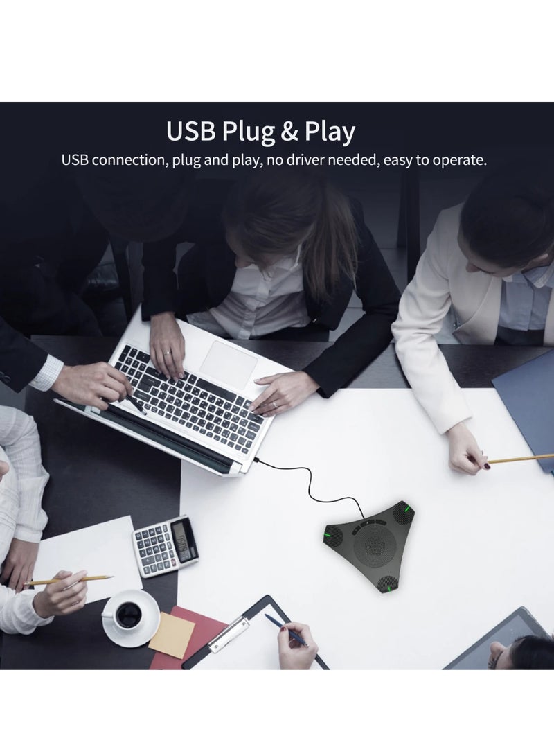 AROAQ USB Speakerphone, 360 Degree Omni Directional Microphone, Easy To Use Portable Conference Microphone, Intelligent Noise Reduction Speaker For Calls Skype Meeting Chatting, (1pc, Black) - Image 2