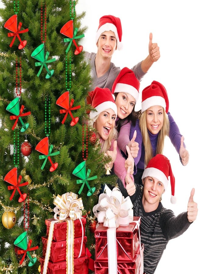 Gemscream 24 Pcs Christmas Shot Glass Necklaces Red and Green Martini Cocktail Margarita Plastic Beaded Necklaces Decorations for Xmas Gift Holiday Party Favor Includes Ribbons - Image 4