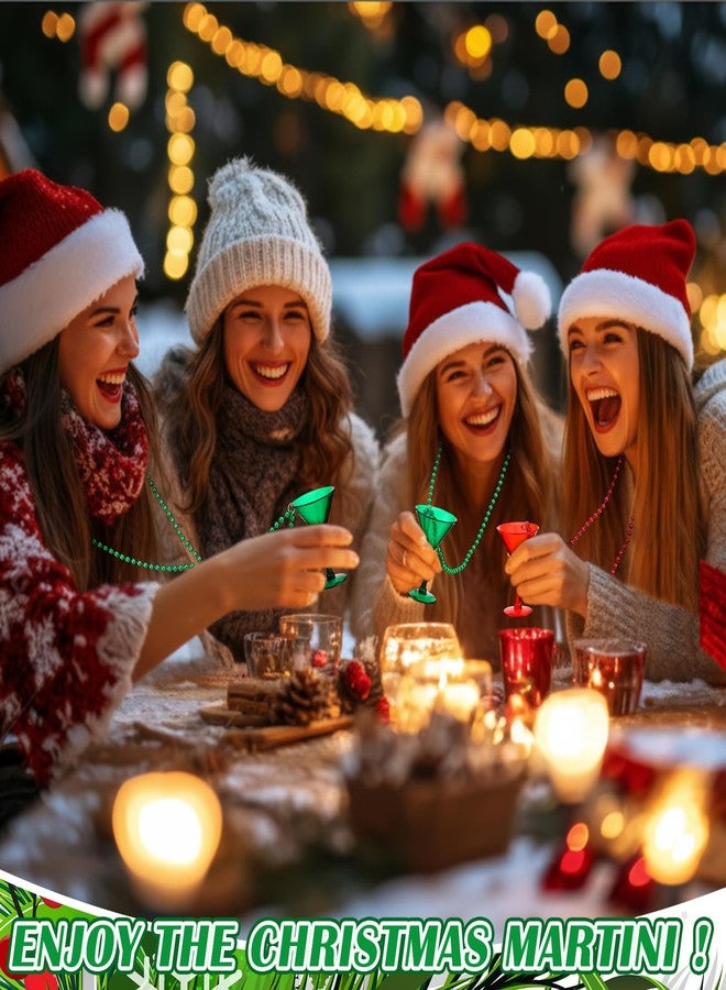 Gemscream 24 Pcs Christmas Shot Glass Necklaces Red and Green Martini Cocktail Margarita Plastic Beaded Necklaces Decorations for Xmas Gift Holiday Party Favor Includes Ribbons - Image 3