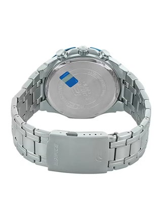 Casio Edifice Watch for Men Stainless Steel Chronograph 100M Water Resistant Date Display Blue Bezel Analog Wristwatch EFV-540 - Silver/Blue - view 3