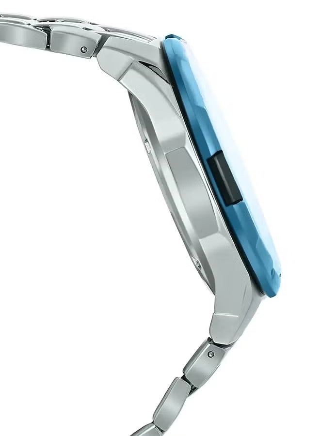 كاسيو ساعة يد كاسيو إيديفيس للرجال ستانلس ستيل كرونوغراف مقاومة للماء 100 متر مع عرض التاريخ وإطار أزرق EFV-540 - فضي/أزرق - Image 5