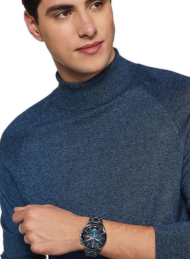 كاسيو ساعة يد كاسيو إيديفيس للرجال ستانلس ستيل كرونوغراف مقاومة للماء 100 متر مع عرض التاريخ وإطار أزرق EFV-540 - فضي/أزرق - Image 2