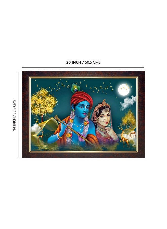 Dharvika Innovations Dharvika Innovations Radha Krishna Photo Frame Big Size Home Decoration with Sparkle Coated Lamination (14x20 Inch) - 20486 - Image 2
