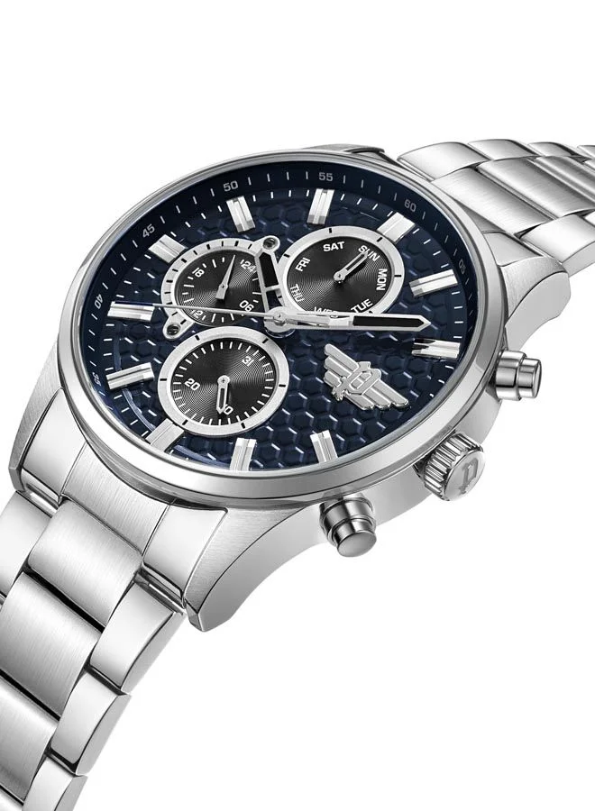 POLICE Tauriko Watch For Men Blue Dial And Silver Bracelet