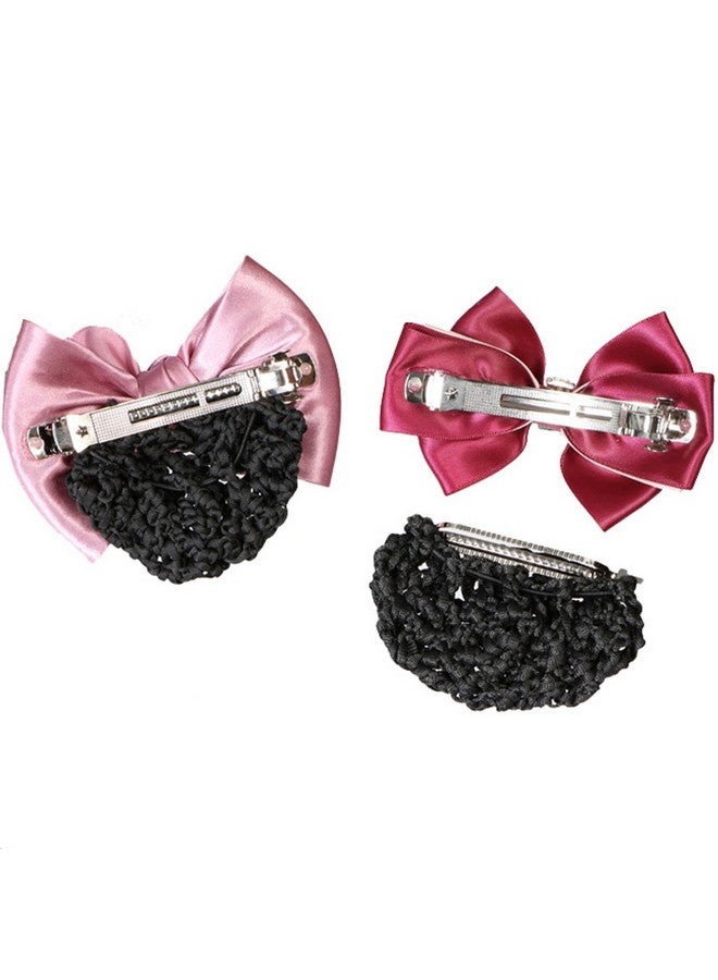 kilofly 4Pc Women'S Twoway Snood Net Bow Barrette Hair Clip Bun Cover Set - Image 4