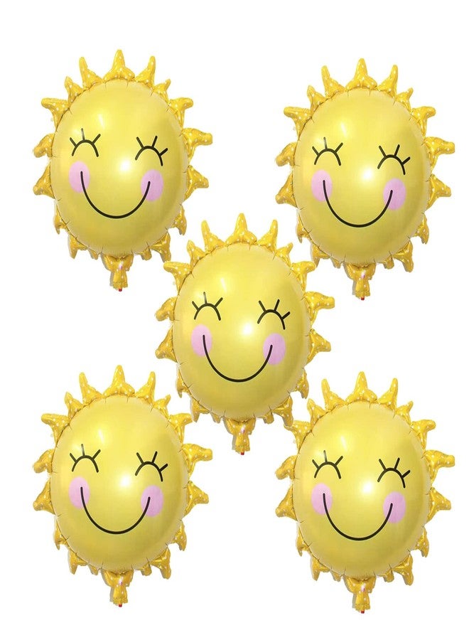 آر إس ٥ بالونات فويل على شكل زهرة الشمس مقاس ٢٦ بوصة، بالونات ألومنيوم على شكل شمس مشرقة، زينة لحفلات أعياد الميلاد وحفلات الزفاف، زينة حفلات ذات طابع صيفي - Image 1