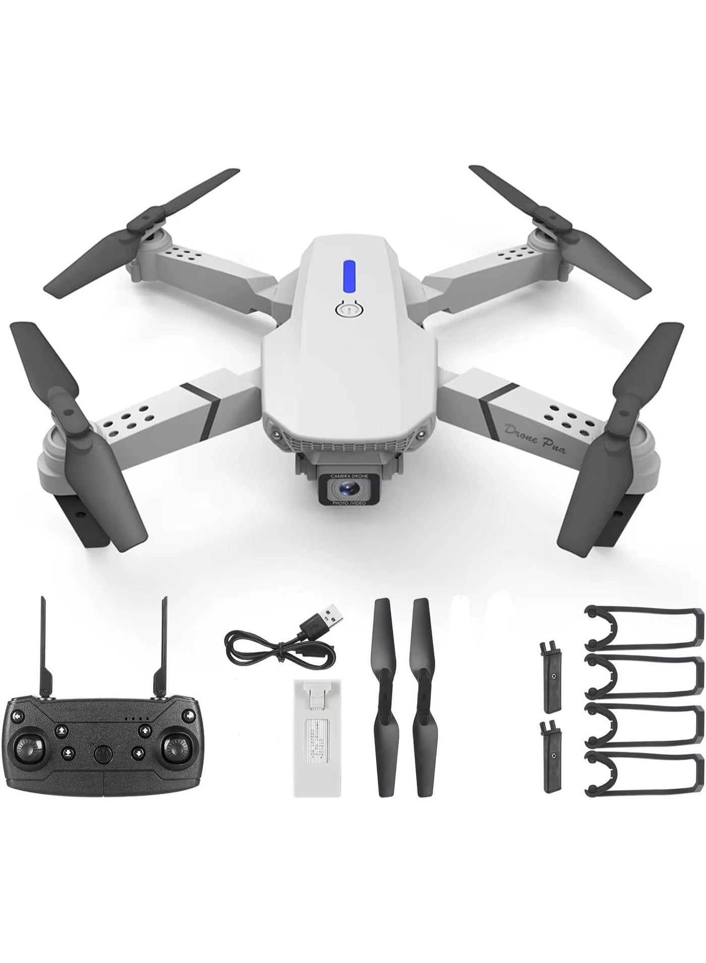 E88 Foldable Drone with 8K HD Dual Camera, Advanced Obstacle Avoidance, Altitude Hold, One-Key Return & Headless Mode – Compact, Foldable Remote-Controlled Quadcopter for Beginners & Kids – Lightweight & Portable Design (Multicolour)