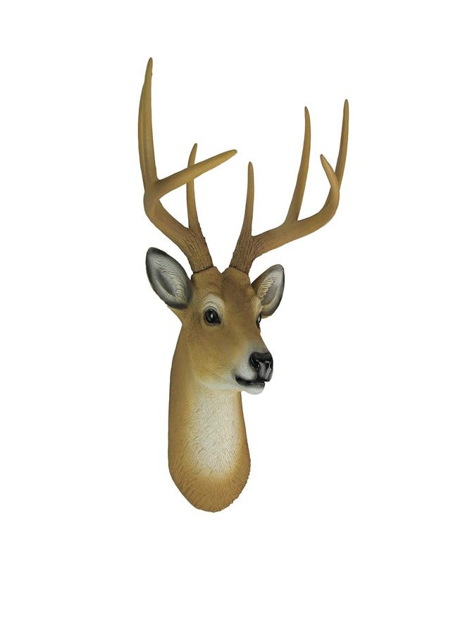 HD 8 Point Buck Wall Mounted Fake Deer Head - Faux Taxidermy Antler Animal Sculpture - 13 Inch High Resin Fall Dining Room Decor and Rustic Cabin Decoration - Image 2