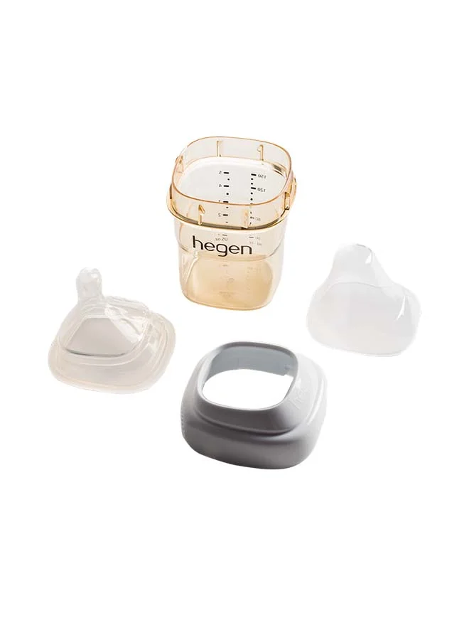 hegen 240ml/8oz Feeding Bottle with Medium Flow Teat, Press-to-Close Twist-to-Open (PCTO™) Lid, PPSU (Polyphenylsulfone) Material, Breast-Like Nipple, Anti-Colic, Easy to Clean,3-6 Months