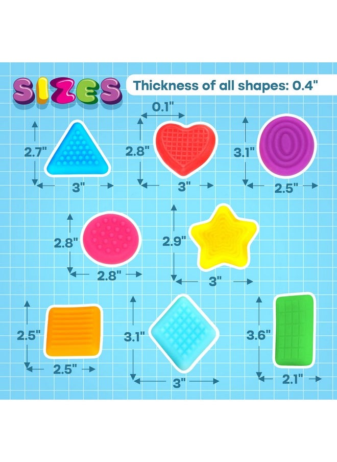 SMALL FISH - Shape Learning Sensory Toys For Toddlers Textured Stress Relief Sensory Toys For Autistic Children Pull And Stretch Tactile Toy Calming Autism Toys For Boys And Girls Preschool Kids (8Pack) - Image 1