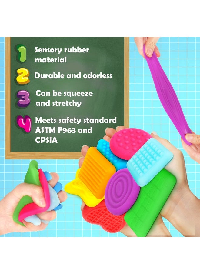 SMALL FISH - Shape Learning Sensory Toys For Toddlers Textured Stress Relief Sensory Toys For Autistic Children Pull And Stretch Tactile Toy Calming Autism Toys For Boys And Girls Preschool Kids (8Pack) - Image 1