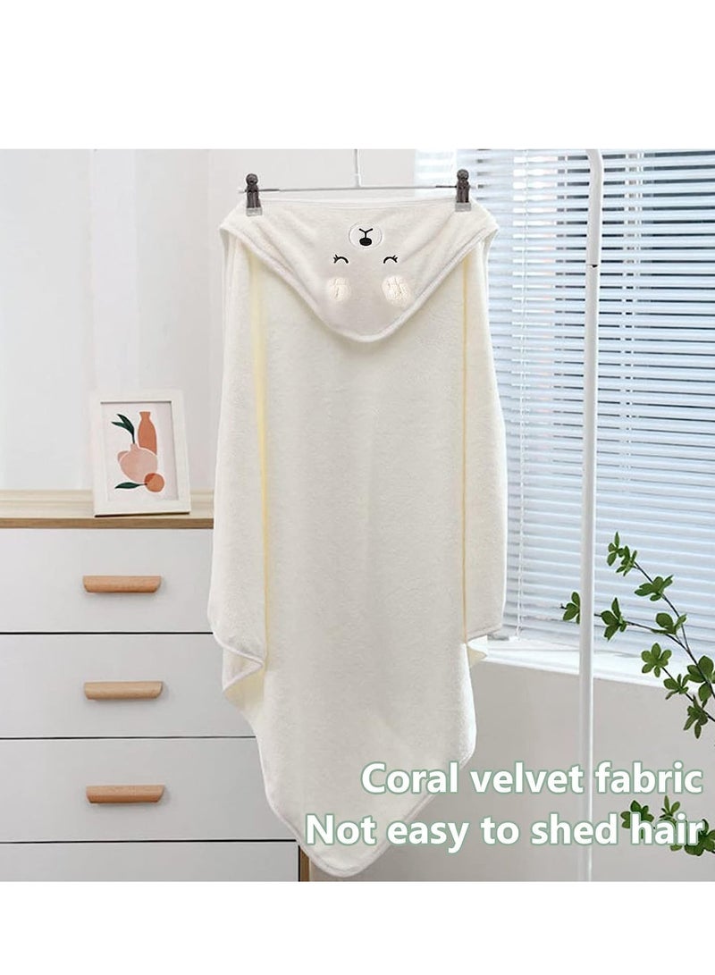 Baby Bath Blanket Hooded Baby Towel 80x80cm Large Baby Bath Towel Absorbent Soft Baby Bath Blanket Cute Cartoon Animal Baby Towel For Boy Girl Baby (White) - Image 4