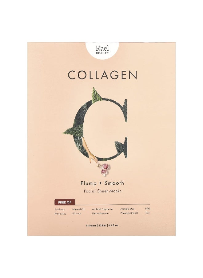 Rael, Beauty, Collagen Facial Beauty Sheet Masks, 5 Sheets, 0.84 fl oz (25 ml) Each - Image 2