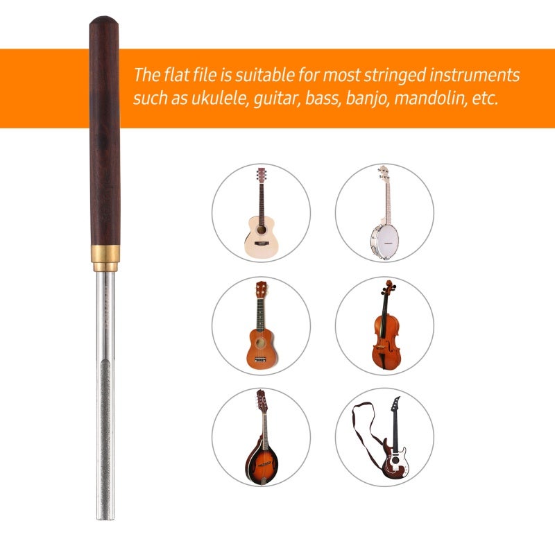 Baroque Guitar Fret Crowning File Fret Repairing Tools with 4 Size Edges Narrow/Medium/Wide Notch Edges and Flat Edges Wood Handle Luthier Tools for Guitars Ukuleles Bass Banjo Mandolin - Image 5