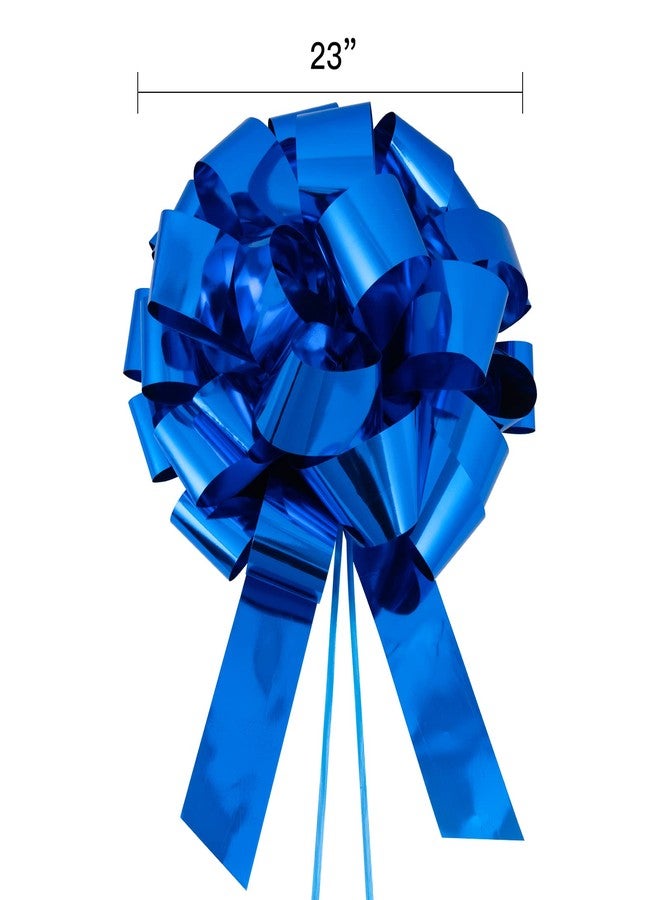 WRAPAHOLIC 23" Big Car Bow Pull Bow - Glossy Blue Design - Perfect for Car Decorative, Birthday, Holiday, Christmas - Image 2