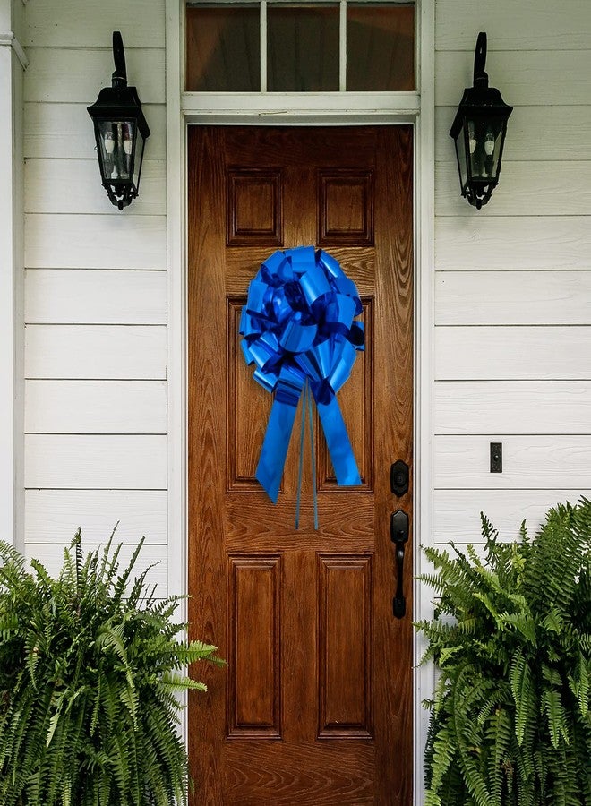WRAPAHOLIC 23" Big Car Bow Pull Bow - Glossy Blue Design - Perfect for Car Decorative, Birthday, Holiday, Christmas - Image 4