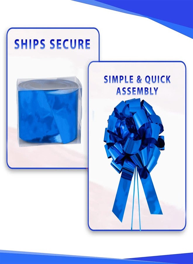 WRAPAHOLIC 23" Big Car Bow Pull Bow - Glossy Blue Design - Perfect for Car Decorative, Birthday, Holiday, Christmas - Image 3