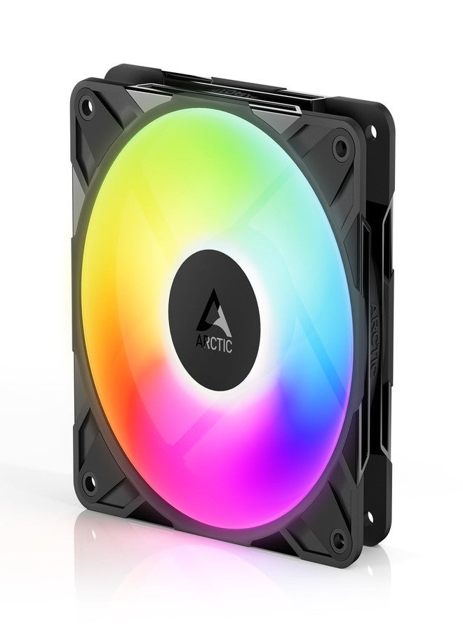 ARCTIC P12 Pro Reverse A-RGB - 120 mm Premium Fan with Reverse Airflow, PWM Fan with Y Cable Splitter, 500-3000 RPM, 0 RPM <5% PWM, 5V Digital RGB, hydrodynamic Bearing, 4-Pin - Black - Image 1