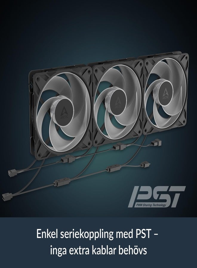 ARCTIC P12 Pro Reverse A-RGB - 120 mm Premium Fan with Reverse Airflow, PWM Fan with Y Cable Splitter, 500-3000 RPM, 0 RPM <5% PWM, 5V Digital RGB, hydrodynamic Bearing, 4-Pin - Black - Image 4