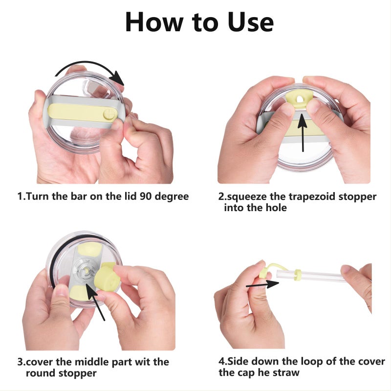 DUNLAGUE Silicone Spill Stopper Set Compatible with Stanley Cup 2.0 30oz & 40oz with Straw Cover (Set of 2  Pomelo) - Image 5