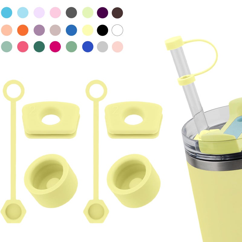 DUNLAGUE Silicone Spill Stopper Set Compatible with Stanley Cup 2.0 30oz & 40oz with Straw Cover (Set of 2  Pomelo) - Image 1