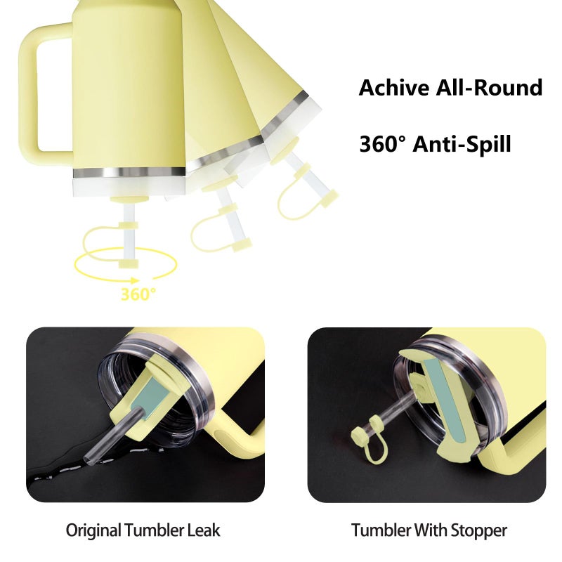 DUNLAGUE Silicone Spill Stopper Set Compatible with Stanley Cup 2.0 30oz & 40oz with Straw Cover (Set of 2  Pomelo) - Image 3