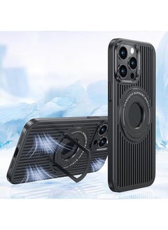 Compatible with iPhone 14 Pro Max Heat-sink cooling MagSafe Magnetic Ring Holder Phone Case Support Wireless Charging (Black)
