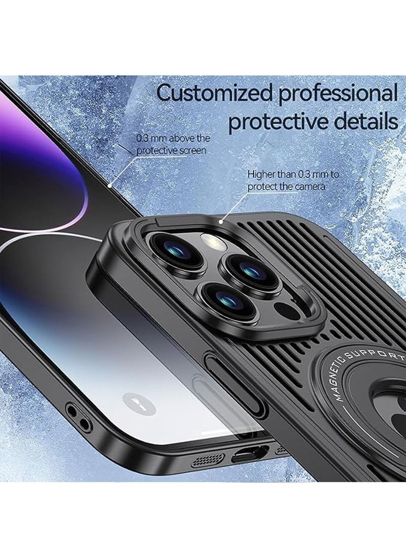 Generic - Compatible with iPhone 14 Pro Max Heat-sink cooling MagSafe Magnetic Ring Holder Phone Case Support Wireless Charging (Black) - Image 1