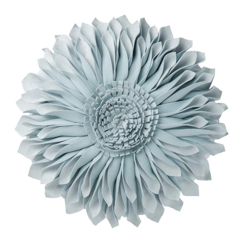 JWH Decorative Flower Throw Pillow Cover Round Cushion Sunflower Accent Pillow Case Small Pillowcase for Couch Living Room Bed Bedroom Decor 12 Inch Light Blue - Image 1