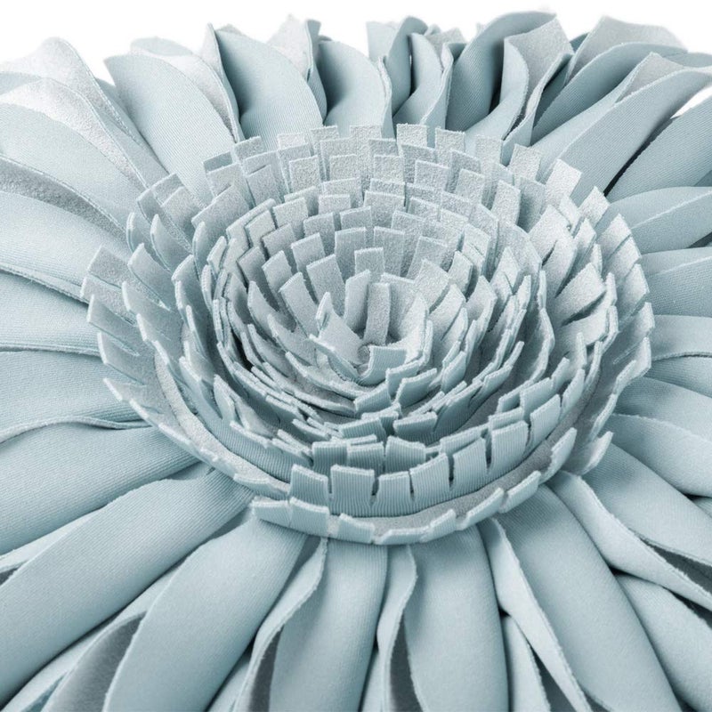 JWH Decorative Flower Throw Pillow Cover Round Cushion Sunflower Accent Pillow Case Small Pillowcase for Couch Living Room Bed Bedroom Decor 12 Inch Light Blue - Image 5