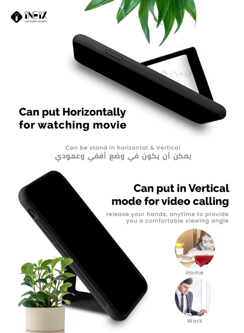 INEIX 3-in-1 Magnetic Wrist Strap Hand Grip with Stand Case Cover for Honor X8 5g-Black - Image 3