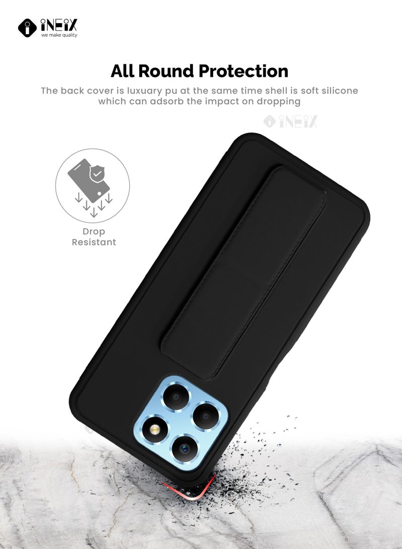 INEIX 3-in-1 Magnetic Wrist Strap Hand Grip with Stand Case Cover for Honor X8 5g-Black - Image 5