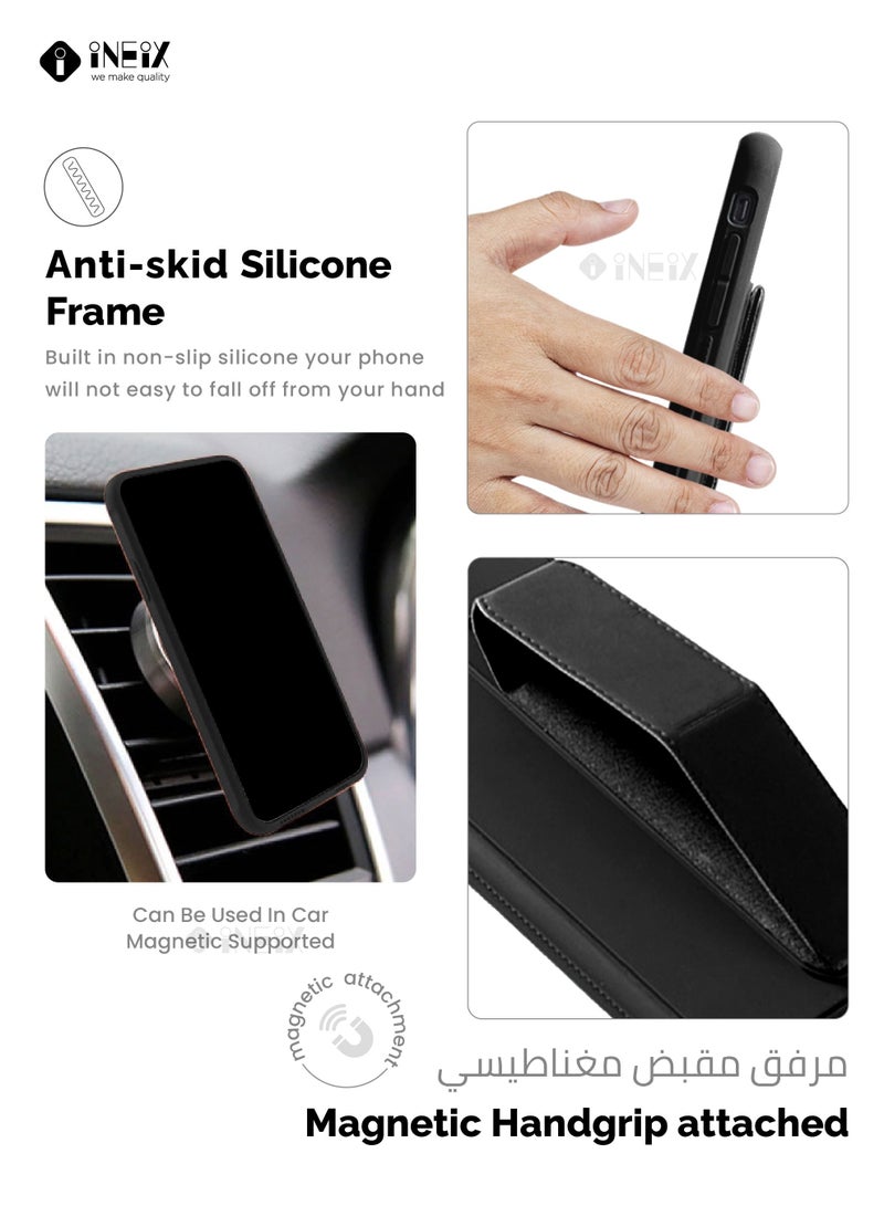 INEIX 3-in-1 Magnetic Wrist Strap Hand Grip with Stand Case Cover for Honor X8 5g-Black - Image 4