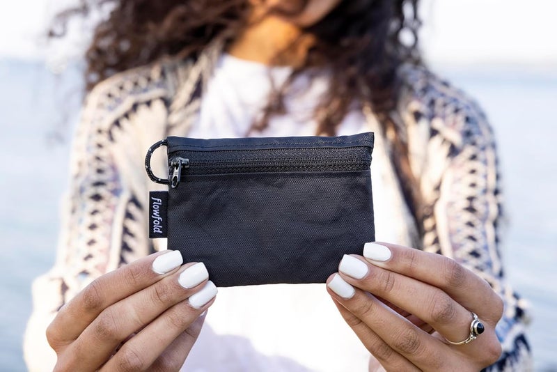 Flowfold Essentialist Clippable Mini Zip Pouch for Holding Coin, ID, Credit Card, and More | Small Water Repellent Wallet Made from Recycled Materials | Handcrafted In USA | Black - Image 5