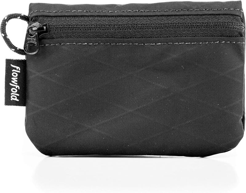 Flowfold Essentialist Clippable Mini Zip Pouch for Holding Coin, ID, Credit Card, and More | Small Water Repellent Wallet Made from Recycled Materials | Handcrafted In USA | Black - Image 1