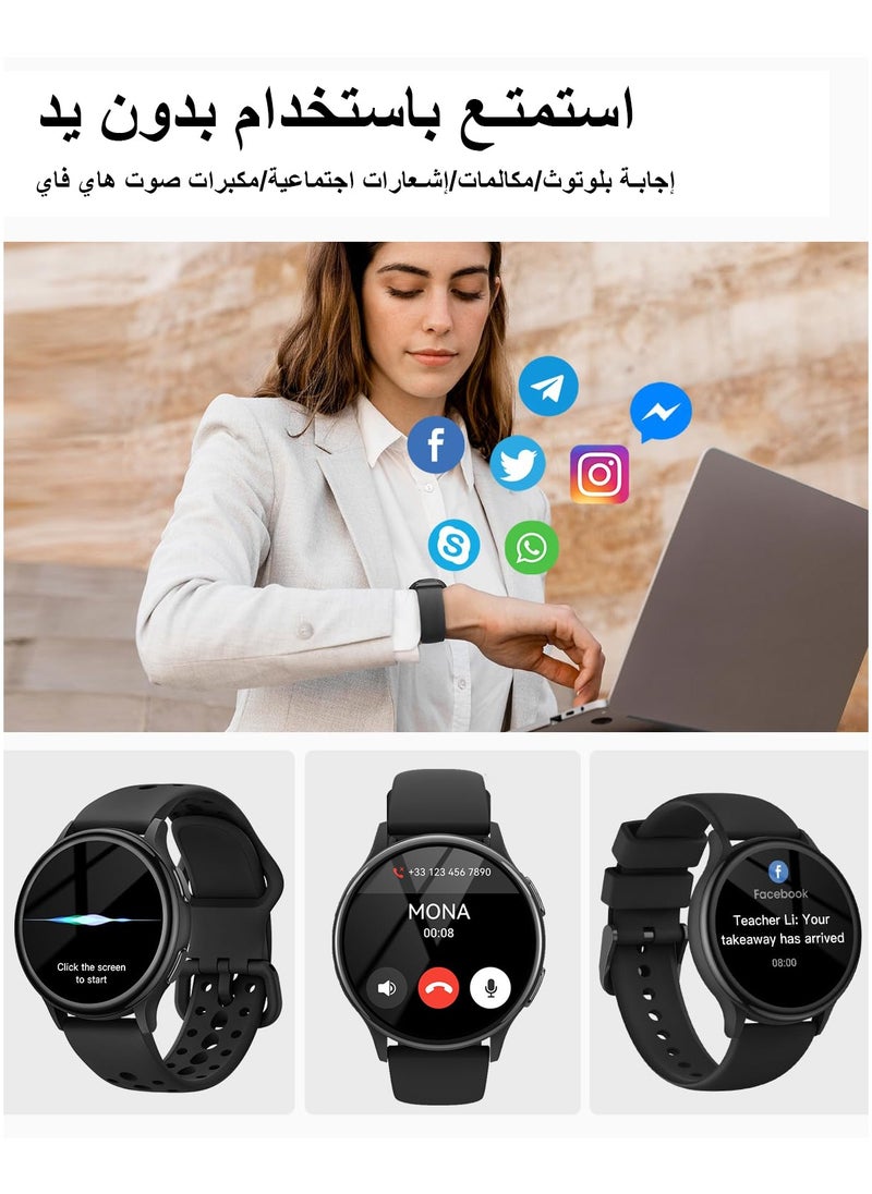 إبسون ساعات ذكية للرجال بحجم 1.27 بوصة مع مكالمات، متعقب الخطوات، مراقبة معدل ضربات القلب، 70 وضع رياضي، ومقاومة للماء بمعيار IP68.  - Image 5