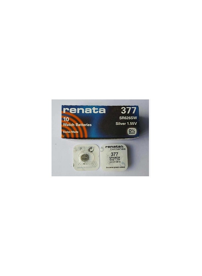 50 Pieces Renata Watch Battery 377 Swiss Made SR626SW Silver 1.55 V
