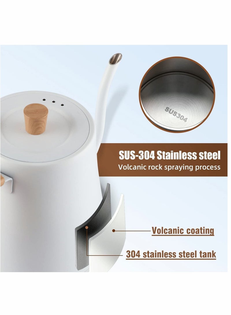 ET-LIFE Electric Gooseneck Kettle - Pour-Over Coffee and Tea Pot, Stainless Steel, Quick Heating, 800ml 1000W ZK-KH101 White - Image 2