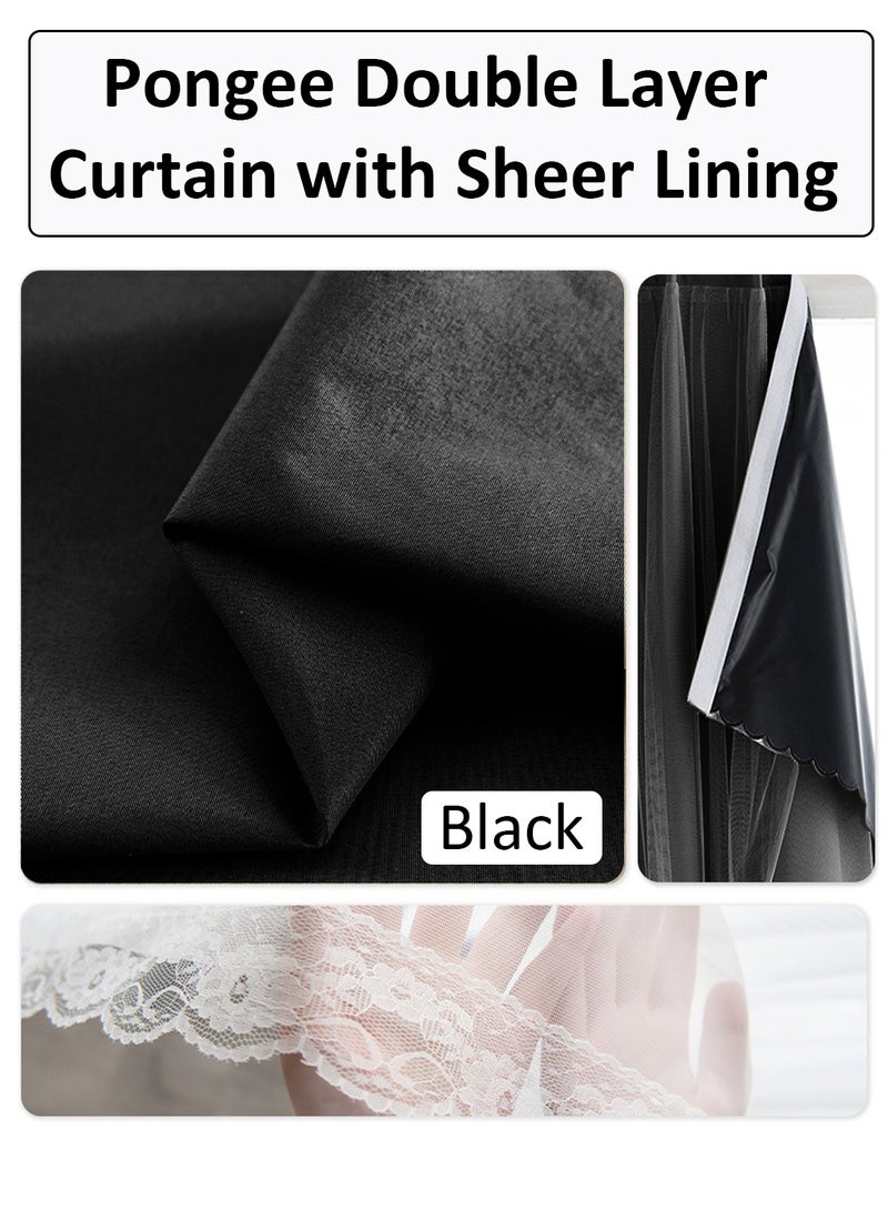100% Blackout  Curtains, Self-adhesive and Portable, No Drill Curtains, , 1 Panel, Fits Windows 100–130 cm Wide (Black W200 × H200 cm) - Image 3