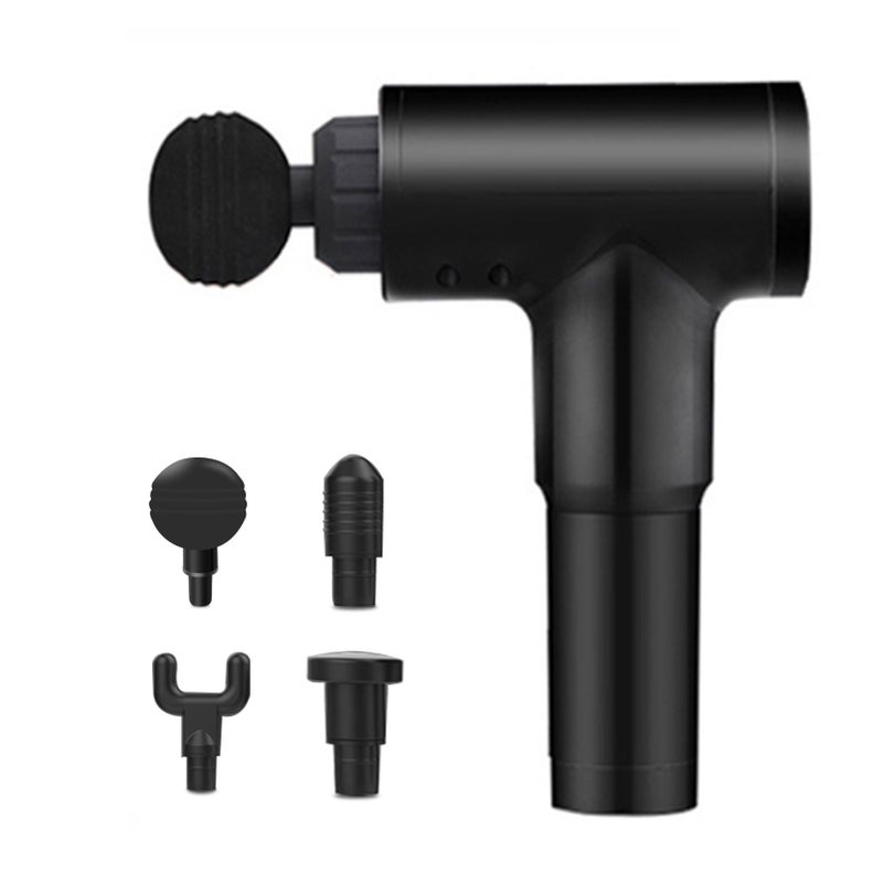 Fascia Massage Gun: Black 6-speed Rechargeable Lithium Battery - 4 Replaceable Massage Heads Low-noise Powerful Fascia Massager for Deep Muscle Relaxation Full-body Massage Home Gym Use - Image 1