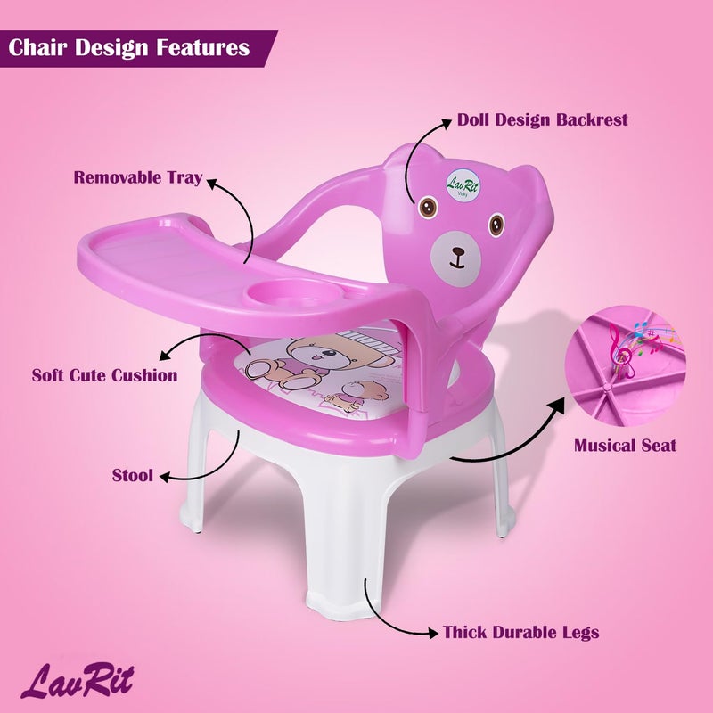 LavRit Baby Feeding Chair, with Tray Chair/Booster Plastic Chair for Kids/Feeding Chair for Kids,Portable Eating/Safe Chair(1-3 Years)/Upto 30 Kgs(Pink) - Image 3