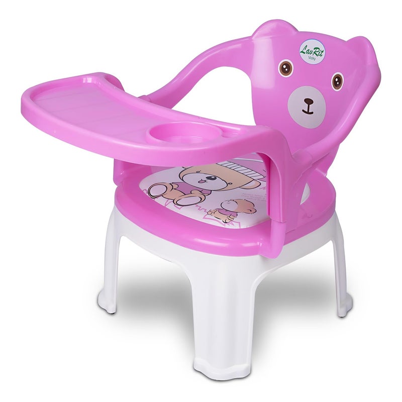 LavRit Baby Feeding Chair, with Tray Chair/Booster Plastic Chair for Kids/Feeding Chair for Kids,Portable Eating/Safe Chair(1-3 Years)/Upto 30 Kgs(Pink) - Image 1