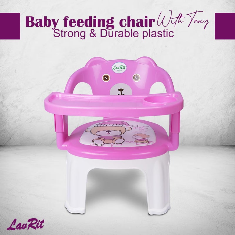 LavRit Baby Feeding Chair, with Tray Chair/Booster Plastic Chair for Kids/Feeding Chair for Kids,Portable Eating/Safe Chair(1-3 Years)/Upto 30 Kgs(Pink) - Image 5